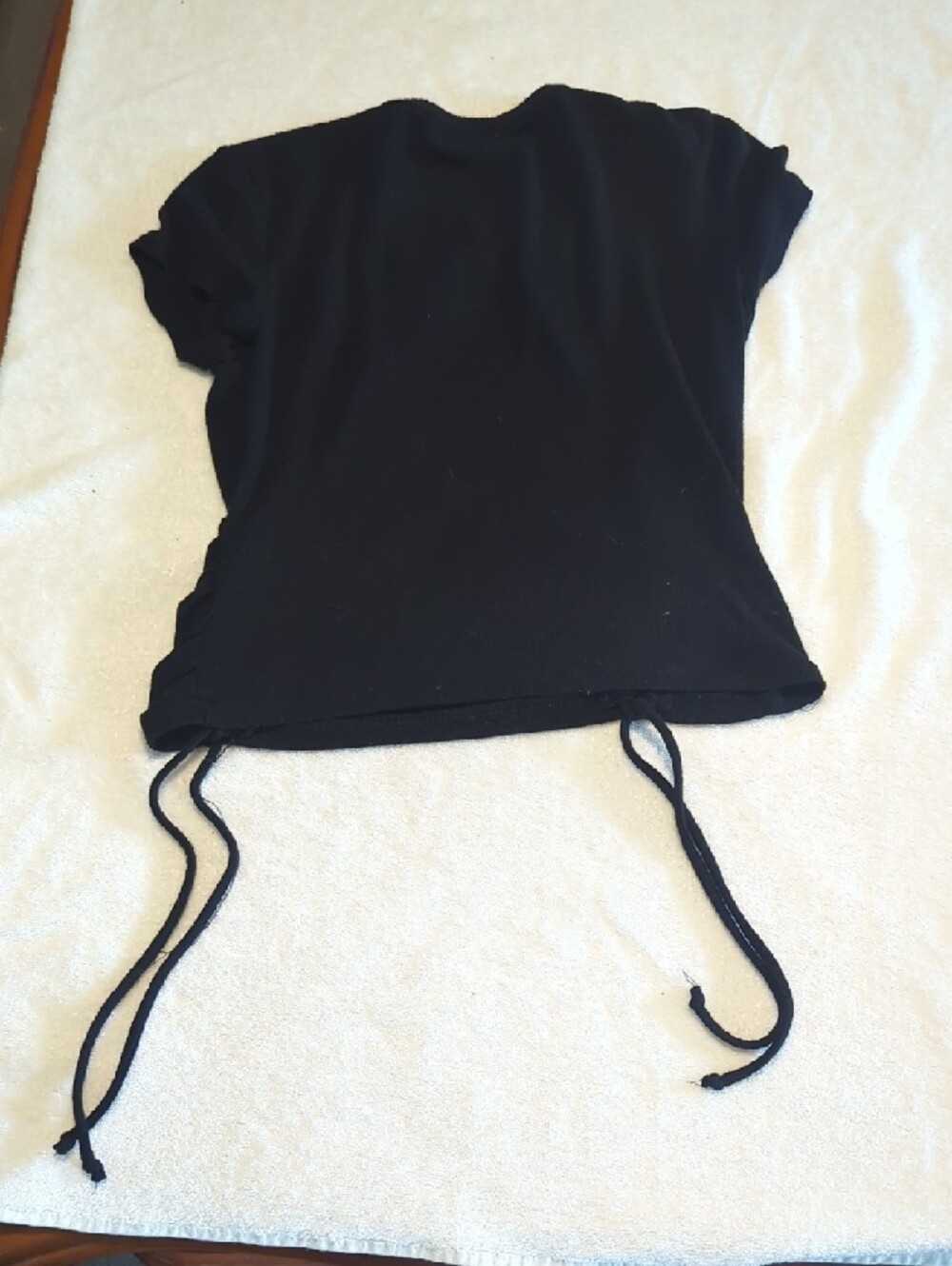 Heart Hips Black Drawstring Ruched Crop Top - Picture 3 of 5